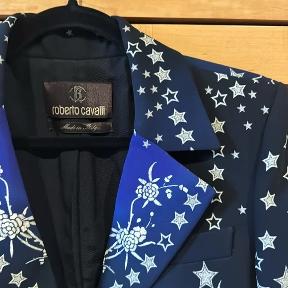 RARE Roberto Cavalli Women's Main Line Star Embellished Blazer Jacket